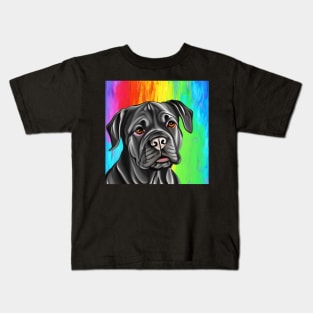 Cane Corso Dog Rainbow Painting Kids T-Shirt